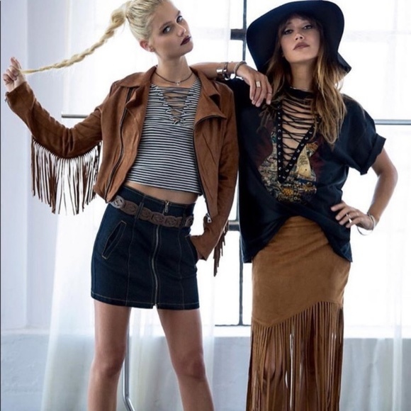 Suede Fringe Maxi Skirt - Picture 3 of 3